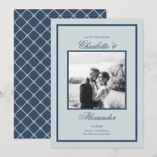 Convites Casamento em Azul Poeirento, Rotina Clássica, Salv