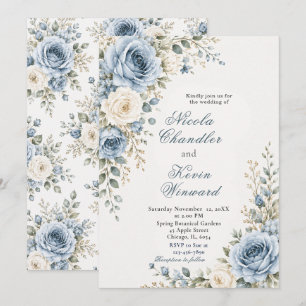 Convites Casamento em Azul Poente e Dourado