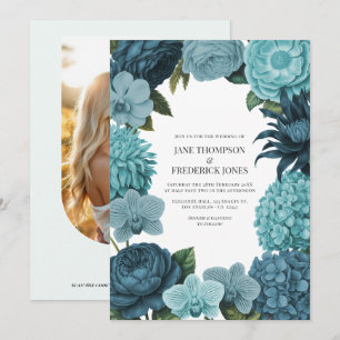 Convites Casamento em Azul Salvia, Verde Glacier e Hortelã