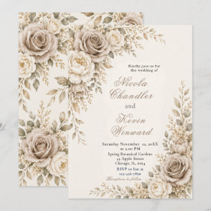 Convites Casamento em Bege e Marfim