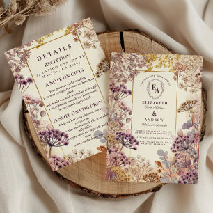 Convites Casamento em Campo de Flores Silvestres Vintage + 