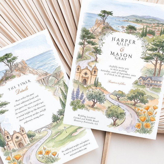 Convites Casamento em Carmel CA Lone Cypress Pebble Beach (Criador carregado)