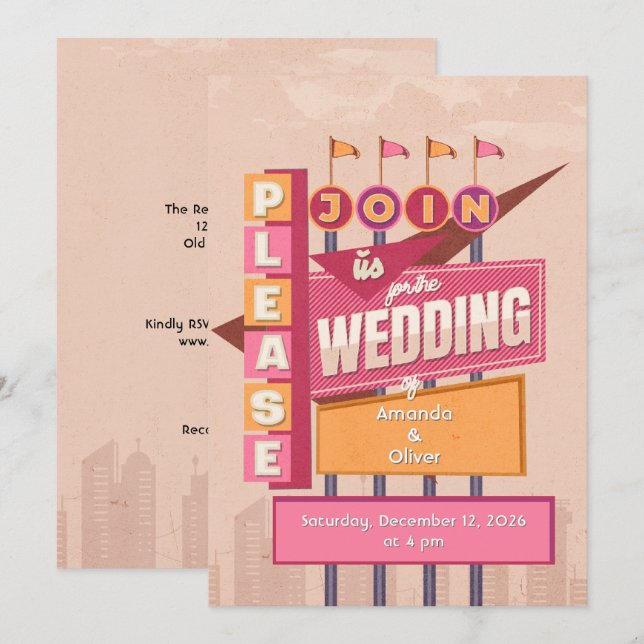 Convites Casamento em Cartaz Antigo (Frente/Verso)