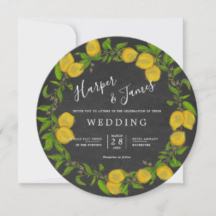 Convites Casamento em cascata de inverno com limão aquarela
