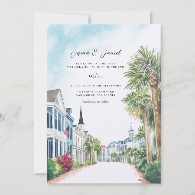 Convites casamento em charleston carolina do sul (Frente)