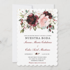 Convites Casamento em dourado bordô e rosa rubor