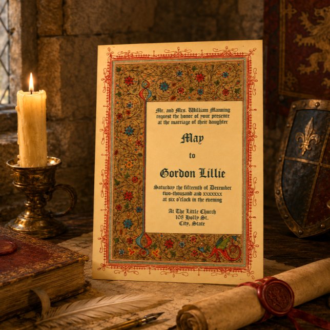 Convites Casamento em estilo iluminado medieval vintage 191 (Criador carregado)