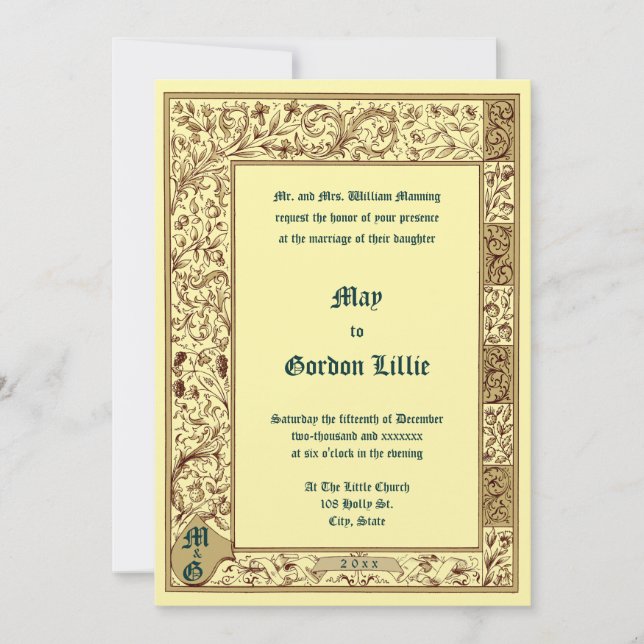 Convites Casamento em estilo iluminado medieval vintage de  (Frente)