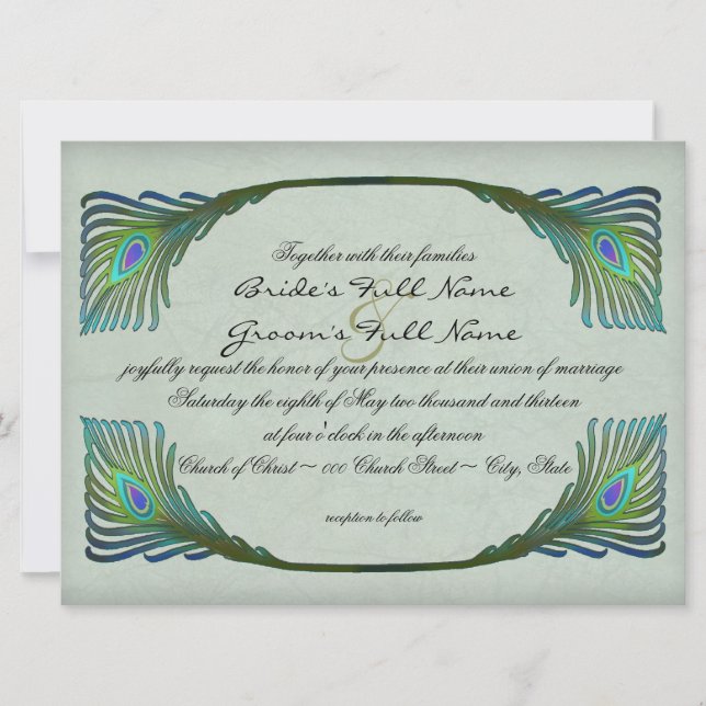 Convites Casamento em Estilo Vintage Art Nouveau (Frente)
