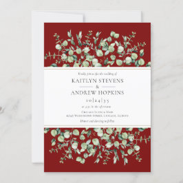 Convites Casamento em Eucalipto Borgonha