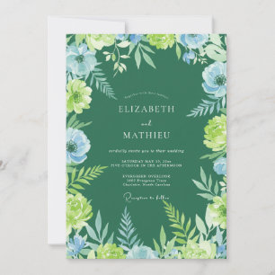 Convites Casamento em Eucalipto com Folhagem Azul Chartreus