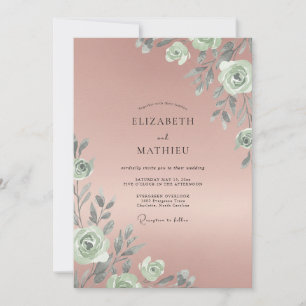 Convites Casamento em Folhas de Coral Empoeirado
