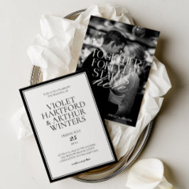 Convites Casamento em Foto Preto e Branco Minimalista Moder