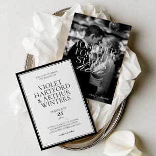 Convites Casamento em Foto Preto e Branco Minimalista Moder
