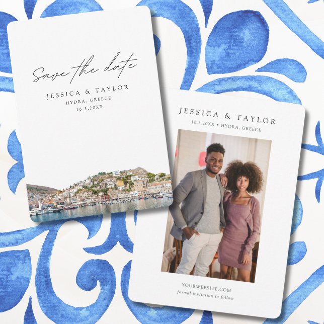 Convites Casamento em Hydra Grécia Salve o Dia (Hydra Greece Wedding Save the Date)