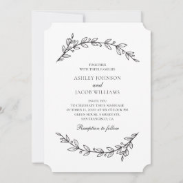 Convites Casamento em jardim elegante. Botânica em preto e