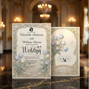 Convites Casamento em Jardim Estilo Art Nouveau