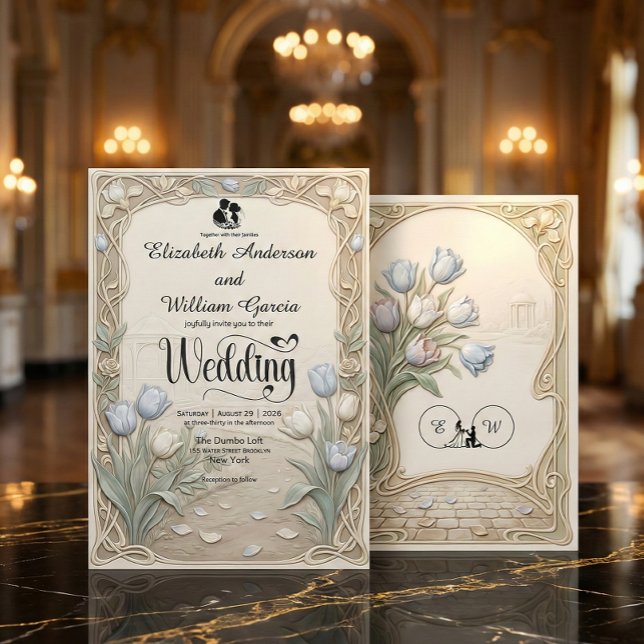 Convites Casamento em Jardim Estilo Art Nouveau (Criador carregado)