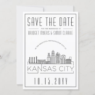 Convites Casamento em Kansas City Estilizado Salve a Data