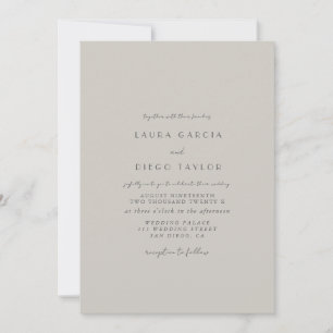 Convites Casamento em Letra Redonda Cinza Pastel