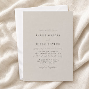 Convites Casamento em Letra Redonda Cinza Pastel