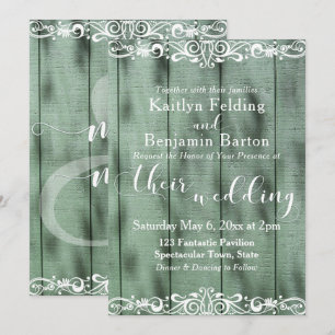 Convites Casamento em Madeira Verde Rústica com Trabalho de