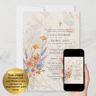 Convites Casamento em Massa Nupcial Católica das Flores bon