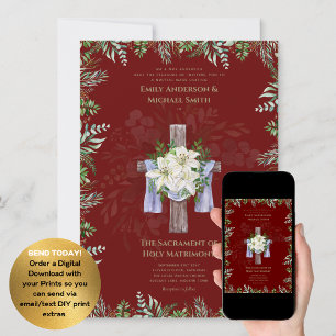 Convites Casamento em Massa Nupcial Católico Cruzado da Bur