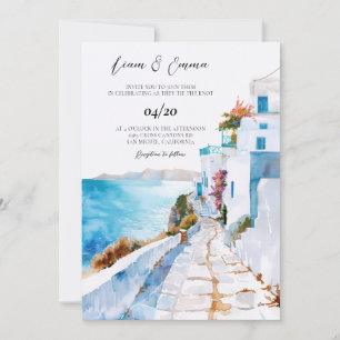 Convites Casamento em Mykonos Grécia Aquarela
