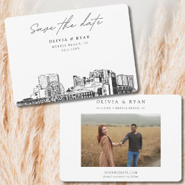 Convites Casamento em Myrtle Beach Skyline Salvar a Data