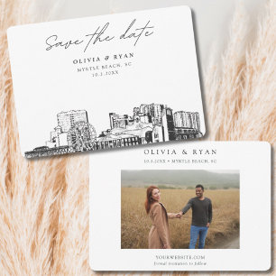 Convites Casamento em Myrtle Beach Skyline Salvar a Data 
