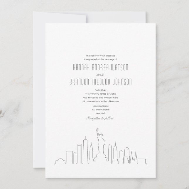 Convites Casamento em Nova York (Frente)