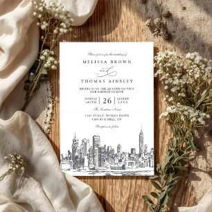 Convites Casamento em Nova York Elegante Moderno Código QR