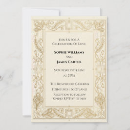 Convites Casamento em Ouro Art Déco