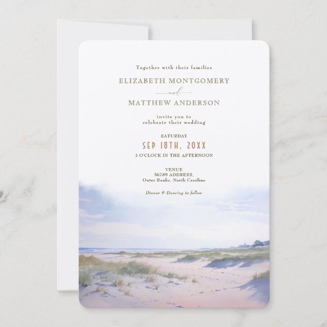 Convites Casamento em Outer Banks NC (Frente)