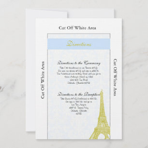 Convites Casamento em Paris Blue Damask Direction Card