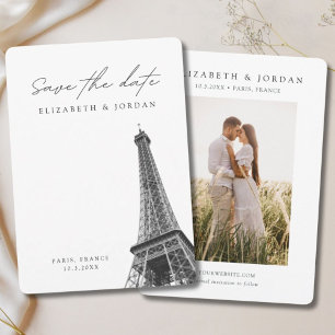 Convites Casamento em Paris Minimalista Salve o Dia