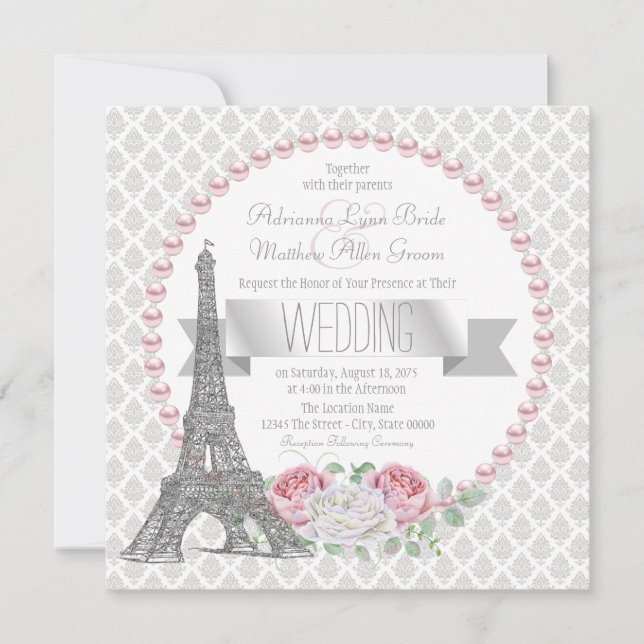 Convites Casamento em Paris no Estilo Francês Rural (Frente)