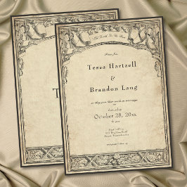 Convites Casamento em Pergaminho de Arco Gótico Medieval Vi