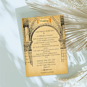 Convites Casamento em Pergaminho Falso de Castelo Medieval