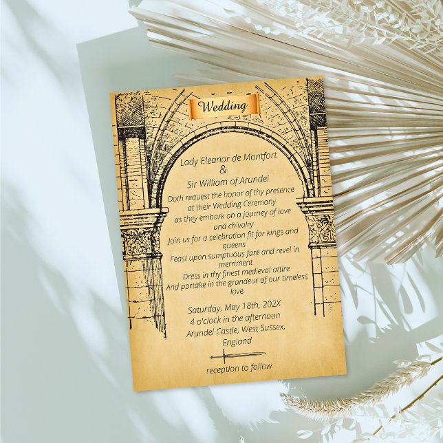 Convites Casamento em Pergaminho Falso de Castelo Medieval (Criador carregado)