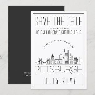 Convites Casamento em Pittsburgh   Silhueta Estilizada - Sa