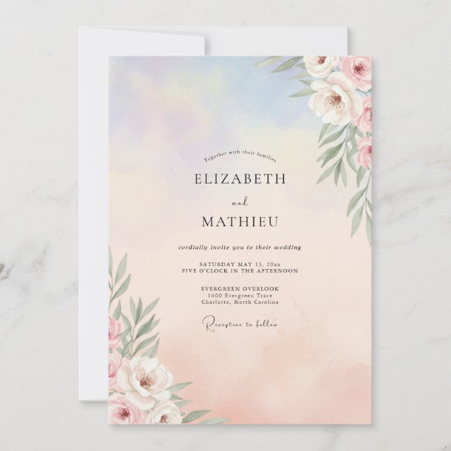 Convites Casamento em Poeira de Eucalipto com Folhagem de P (Frente)