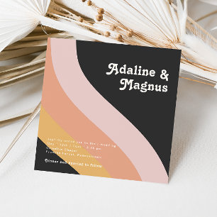 Convites Casamento em Praça Escura Arco-Íris dos anos 70 da