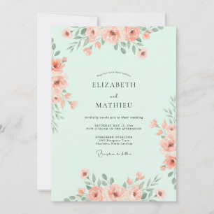 Convites Casamento em Prado Pastel Verde-Menta