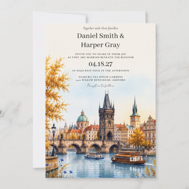 Convites Casamento em Praga República Tcheca (Frente)