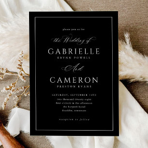 Convites Casamento em Preto e Branco com Letra Elegante