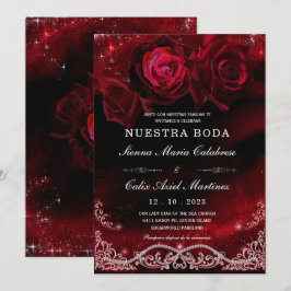 Convites Casamento em Preto, Vermelho e Branco