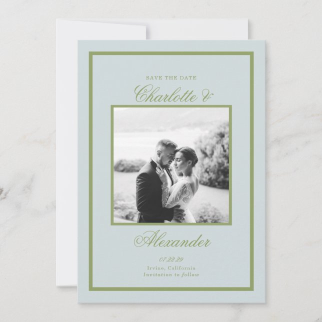 Convites Casamento em Propriedade Rural Verde Oliva Clássic (Frente)