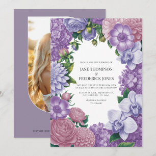 Convites Casamento em Quartzo Mauve, Peônia Empoeirada e Li